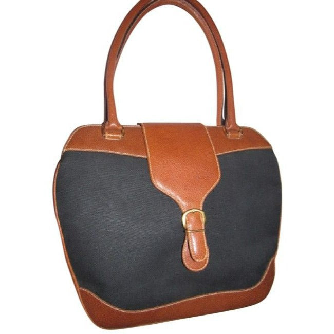 Gucci Vintage Pursesdesigner Purses Black Canvascamel Leather Leathercanvas Satchel