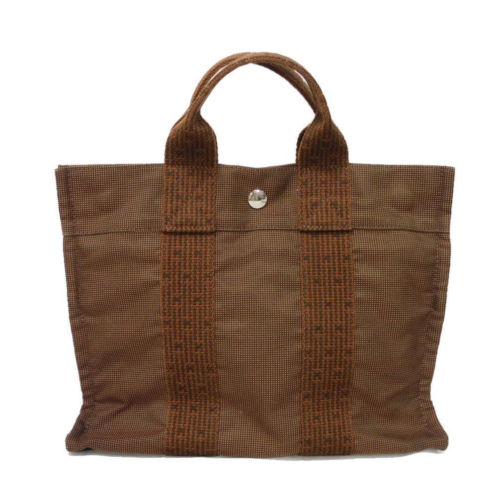 HERMES Tote Bag Nylon canvas (polyamide x polyester) Brown Serie button Her Line PM Tote mens(Unisex) Used