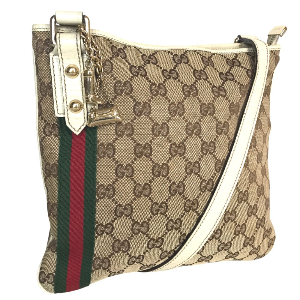 GUCCI Shoulder Bag 144388 001013 GG canvas Beige white Cross body Sherry line Women Used