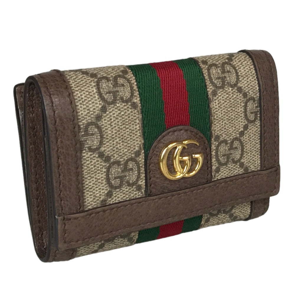 GUCCI Tri-fold wallet 644334 534563 GG Supreme Canvas Beige brown Compact wallet Ofidia