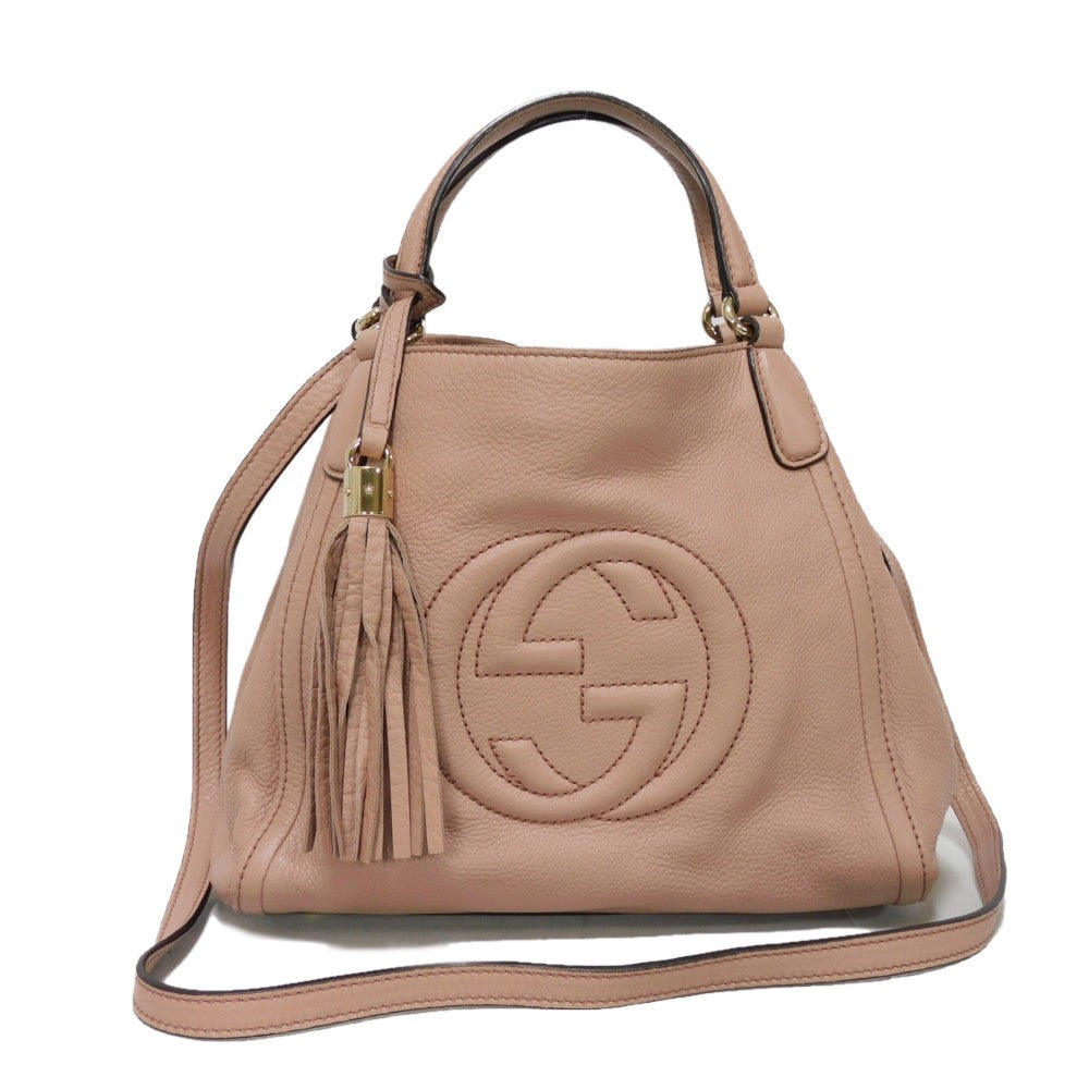 GUCCI Tote Bag 336751 Calf leather (embossed) pink beige Interlocking G Soho Mini Tote