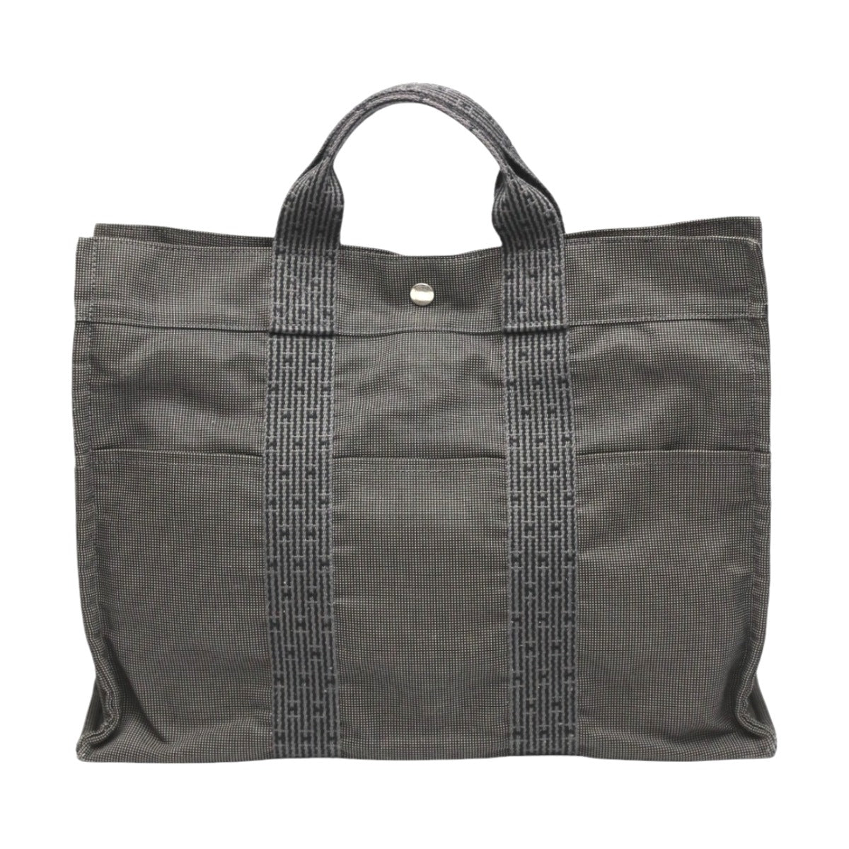 HERMES Tote Bag canvas gray Her Line canvas