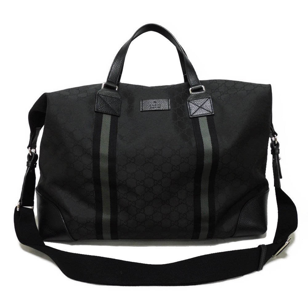 GUCCI Handbag 449180 G1XXN 8615 GG nylon canvas x calf leather black GG nylon Boston Duffel bag