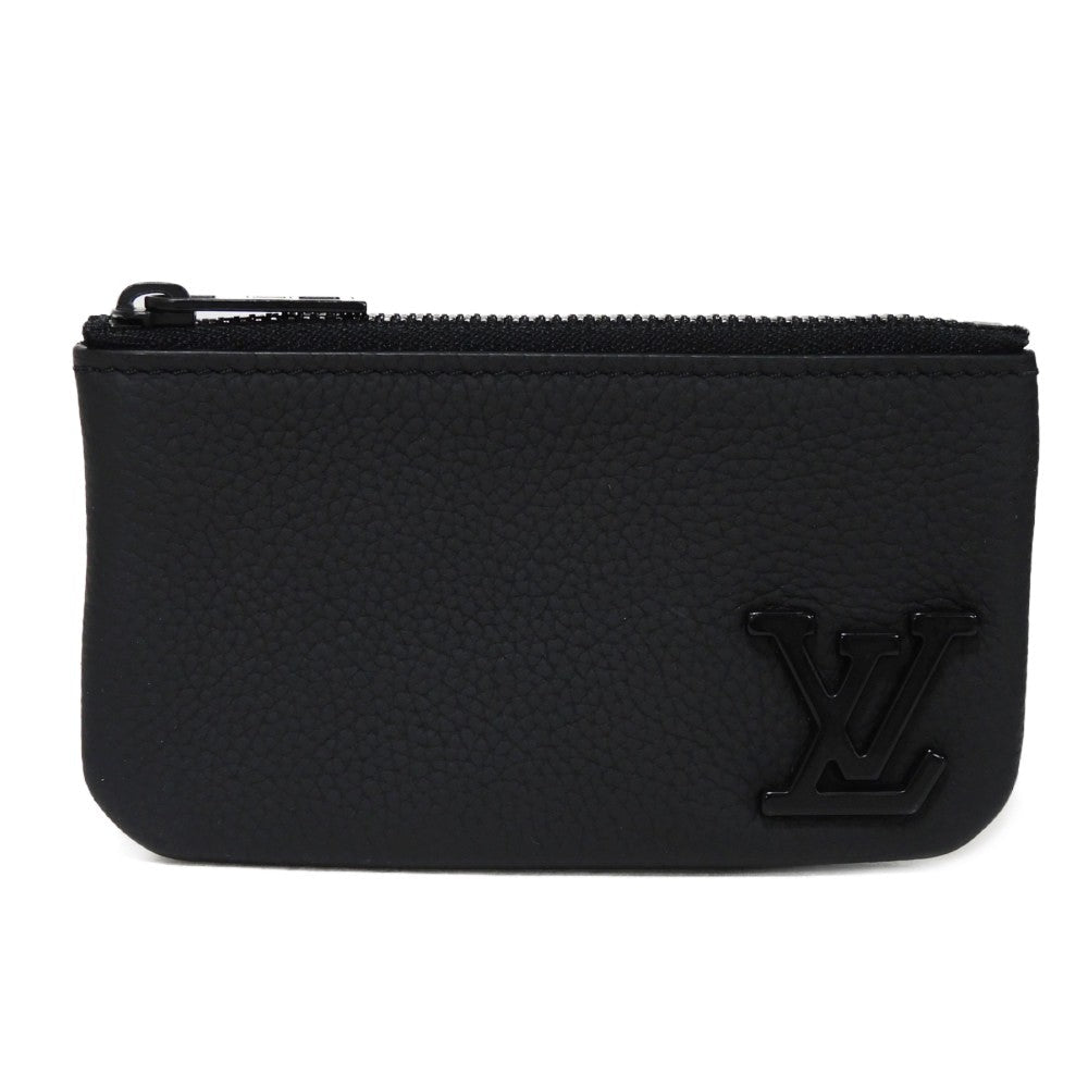 LOUIS VUITTON Coin case M81031 Grain leather (embossed) Noir LV Aerogram Card Key case Key holder Pochette Cle