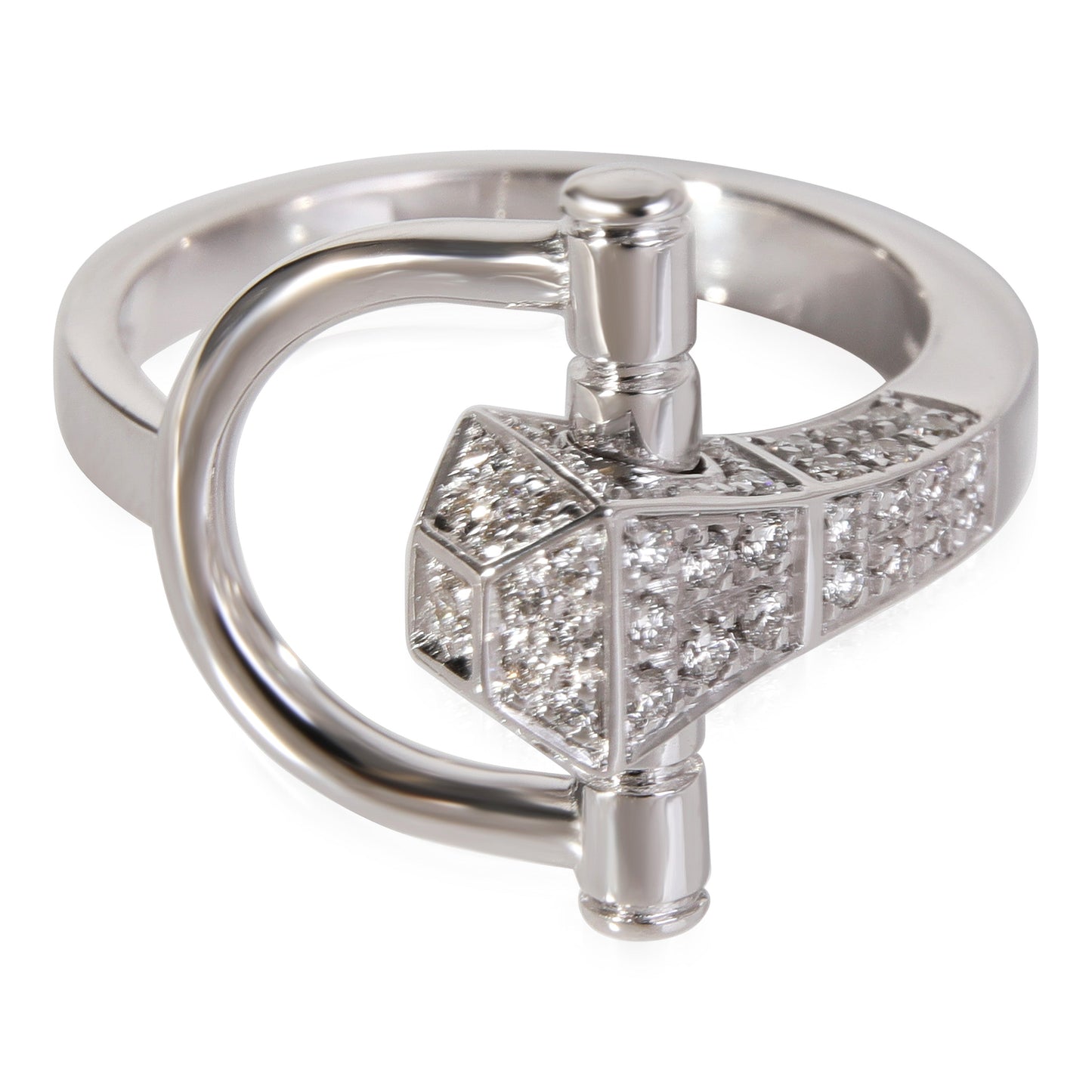 GUCCI Chiodo Horsebit Diamond Ring in 18k White Gold 0.40 CTW