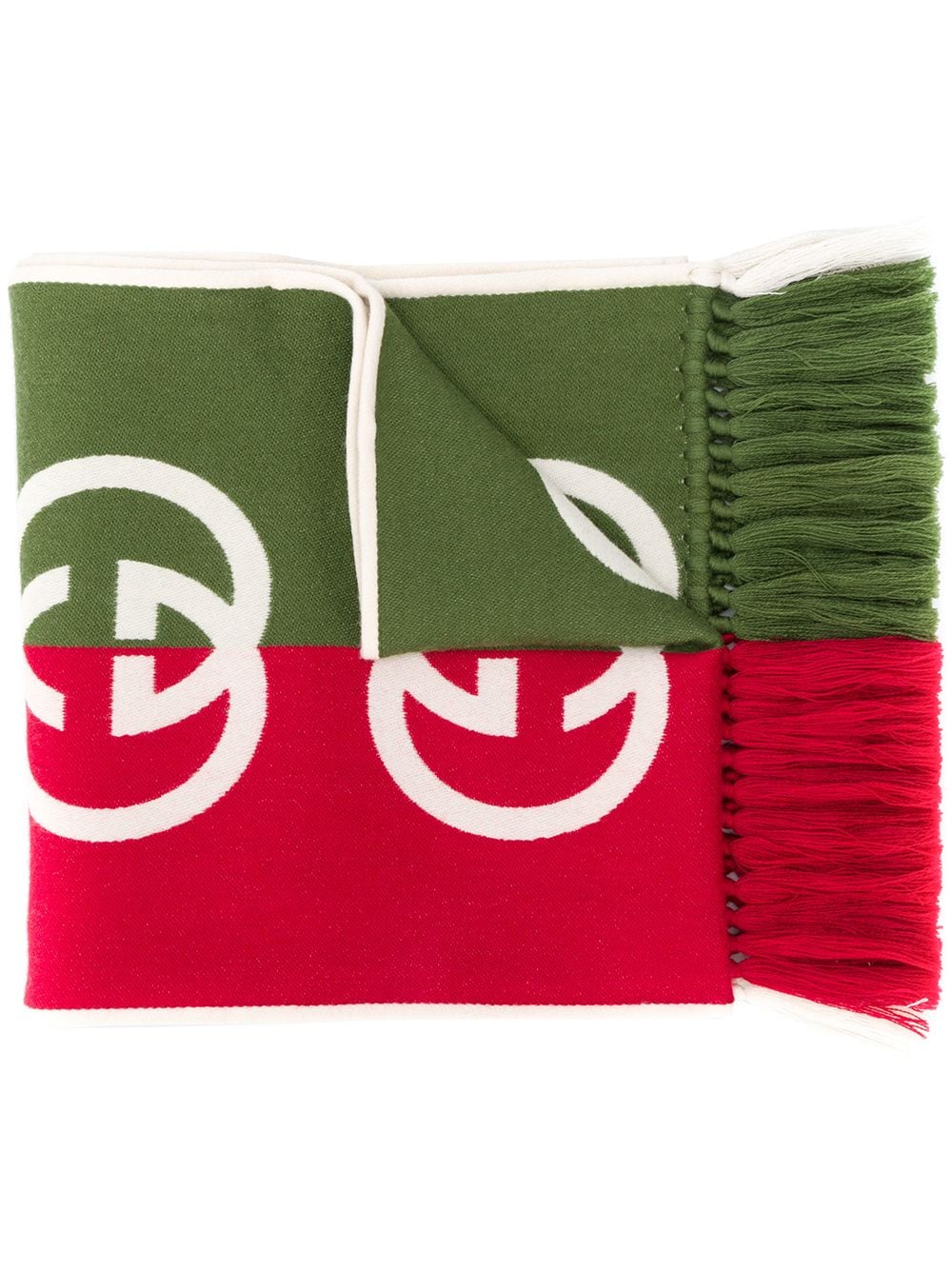 Gucci GG Print Two-toned Scarf In Green and Red