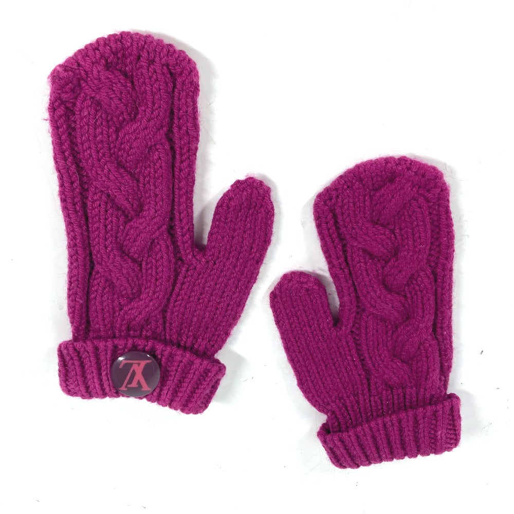 LOUIS VUITTON gloves wool purple LV logo