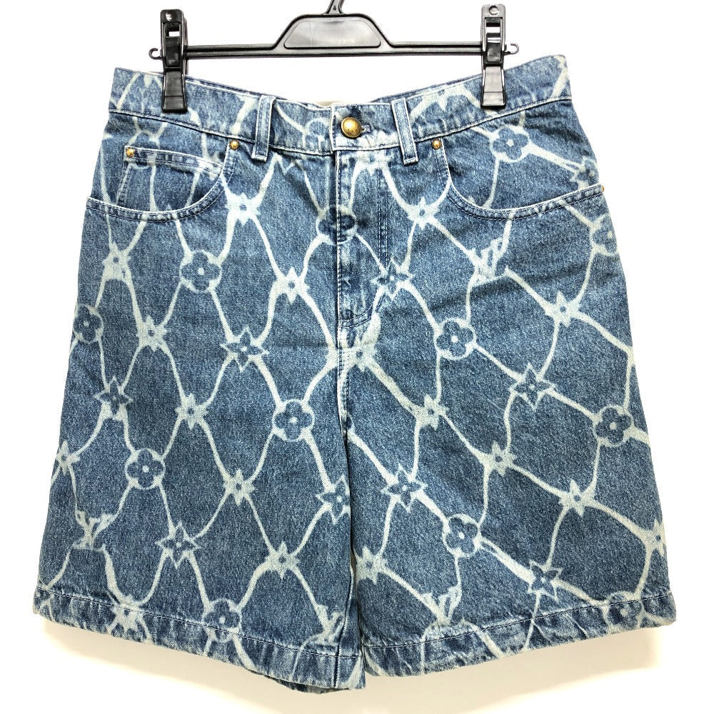 LOUIS VUITTON Denim pants 1AFQFD denim blue monogram print denim shorts 28