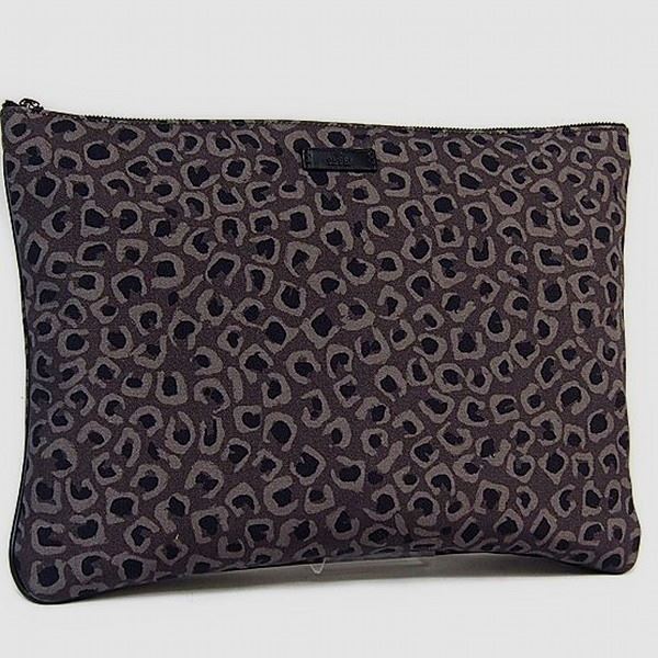 GUCCI Clutch bag Canvas, leather gray business bag Leopard print Women(Unisex) Used