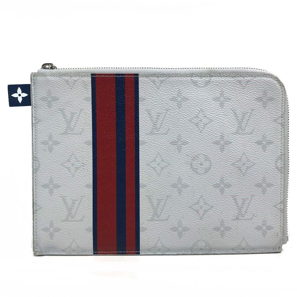 LOUIS VUITTON Clutch bag M61745 Monogram canvas Gray x red x navy Monogram white Pochette Jules PM mens Used