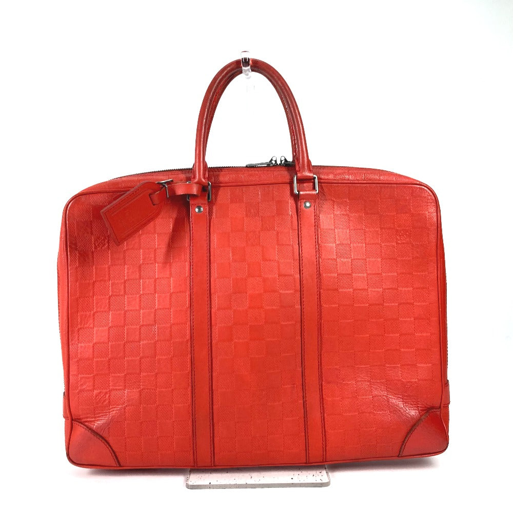LOUIS VUITTON Business bag N41143 Damier Anfini Leather Red Damier Anfini Porto Document Voyage PDV mens Used
