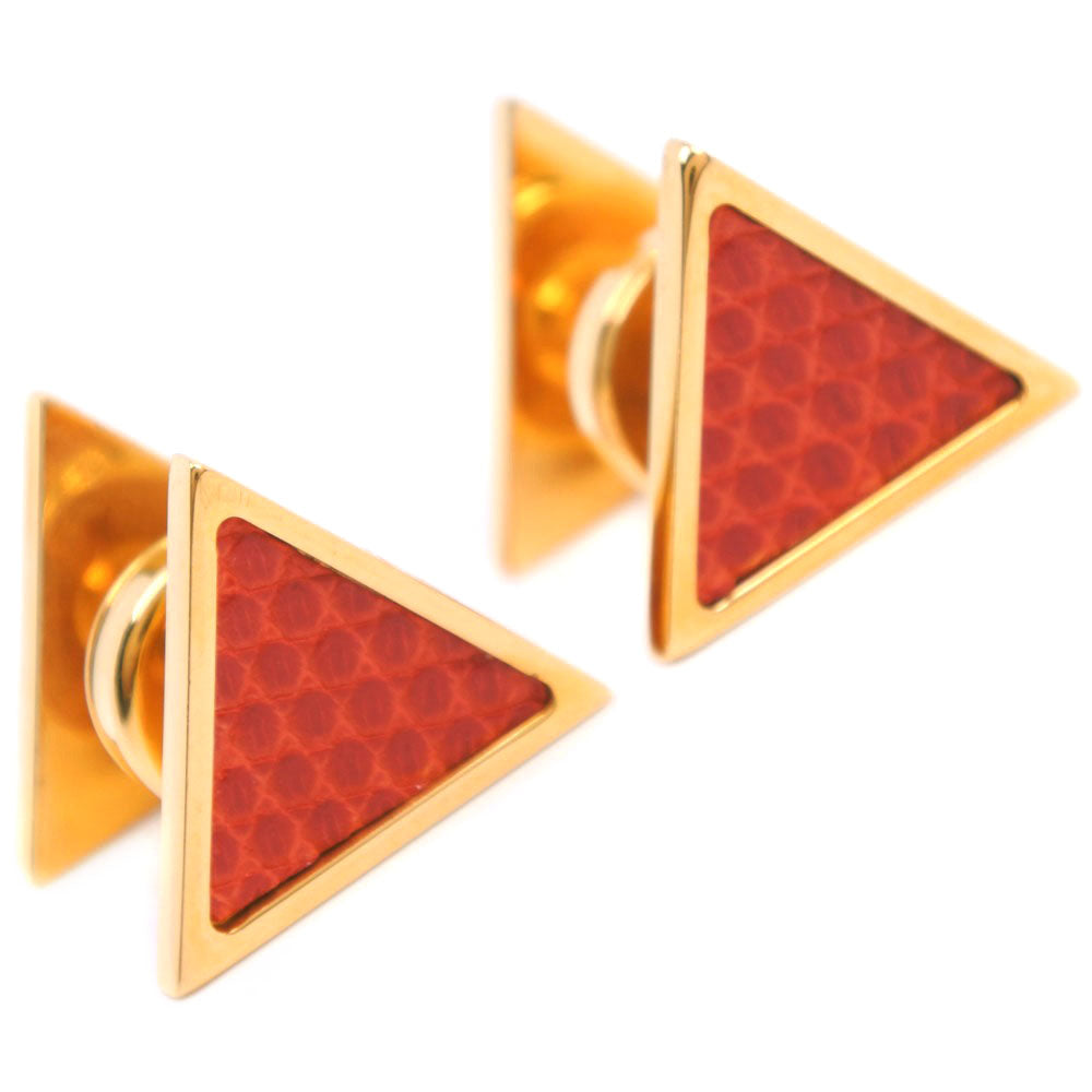 HERMES cuffs Plated Gold , Leather gold triangle