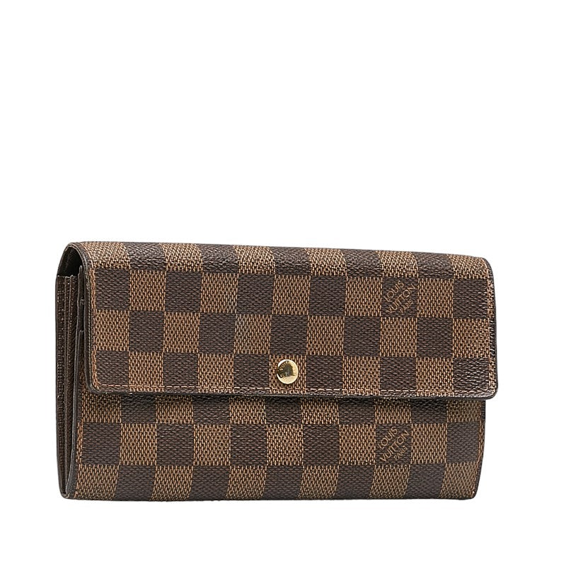 Louis Vuitton Damiere Portfolio Sarah Long Wallet N61734 Brown PVC Leather Louis Vuitton Long Wallet