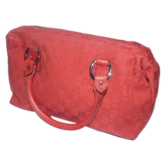 Gucci Hobo Red Canvas And Leather Satchel