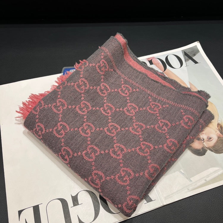 Gucci Scarf Pink-Grey Silk Monogram