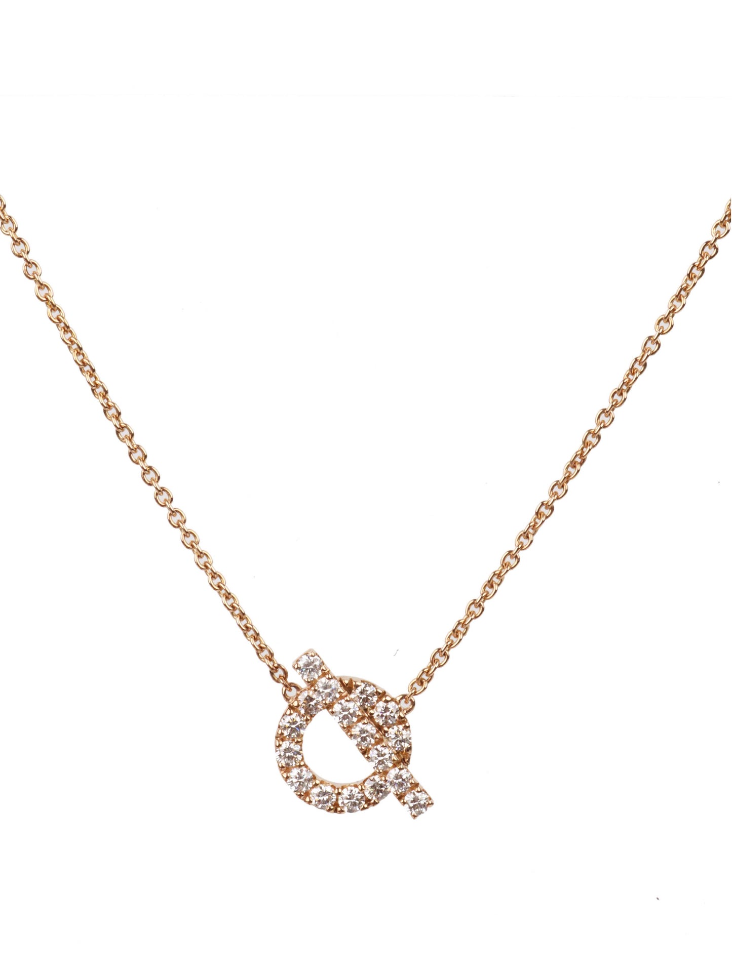 Hermes Finesse Pendant Necklace 18k Rose Gold Diamonds.