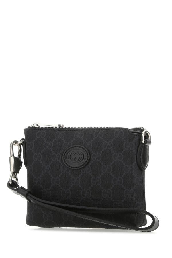 Gucci Man Black Gg Supreme Fabric Clutch