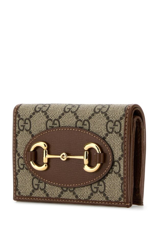 Gucci Woman Gg Supreme Fabric And Leather Horsebit 1955 Wallet