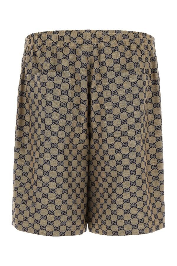 Gucci Man Embroidered Linen Blend Bermuda Shorts