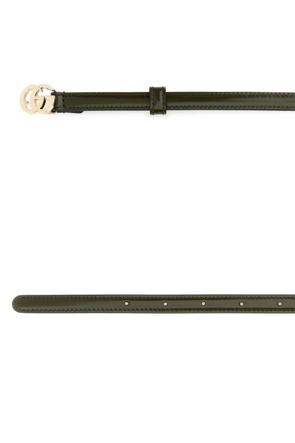 Gucci Woman Olive Green Leather Belt