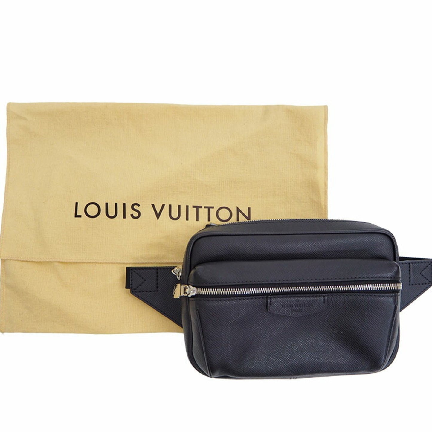Louis Vuitton Bumback Outdoor Body Bag Taiga Black M33438 Waist Pouch Men's