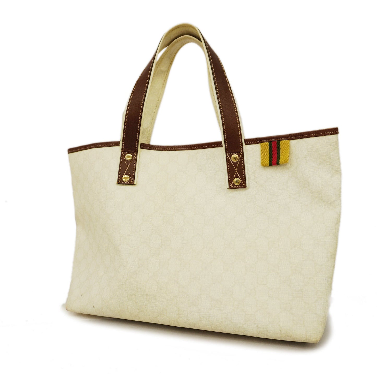 GUCCI Tote Bag 211134 Women's GG Supreme,Leather Tote Bag Brown,Ivory
