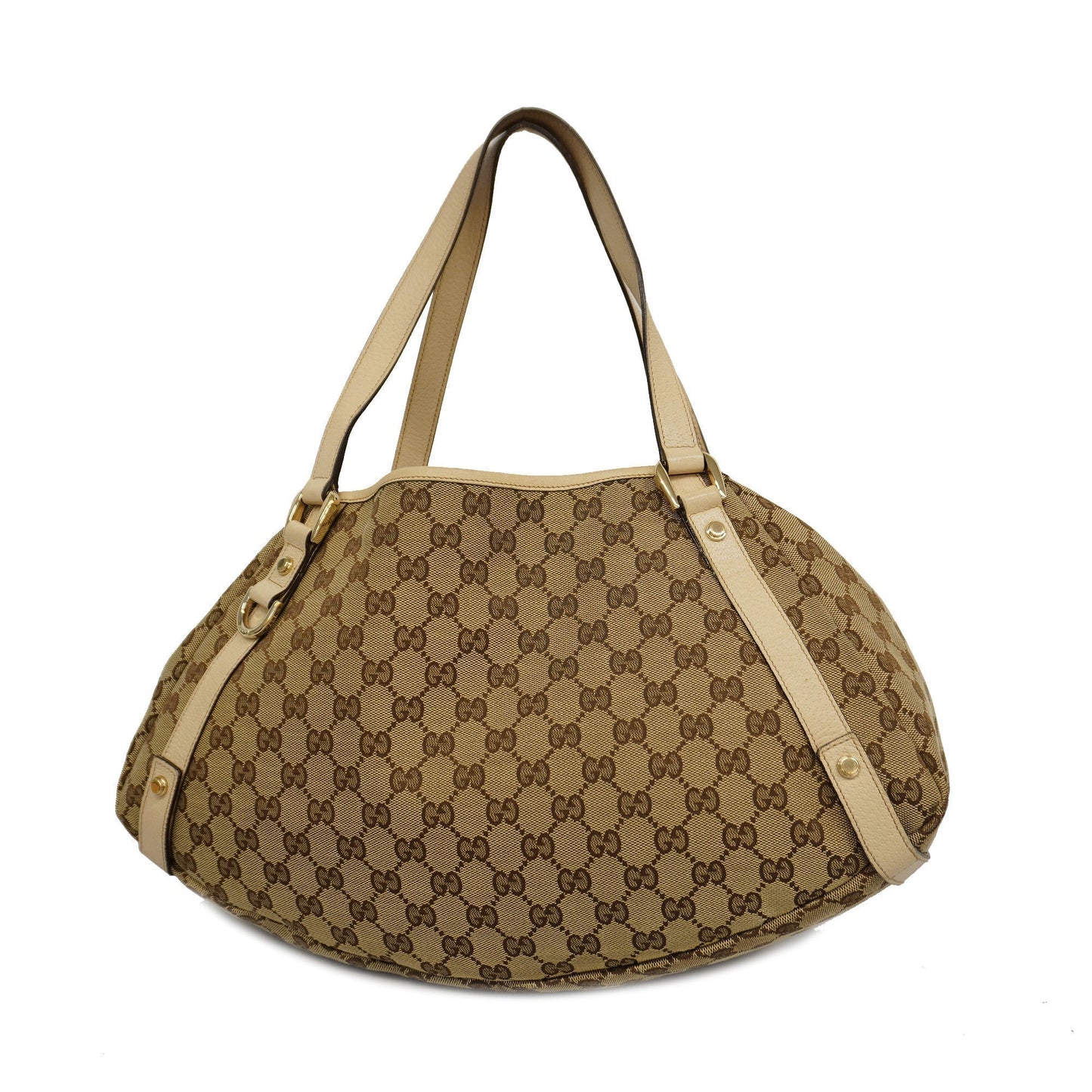 GUCCIAuth GG Canvas Abby 130736 Women's Leather Tote Bag Beige,Ivory
