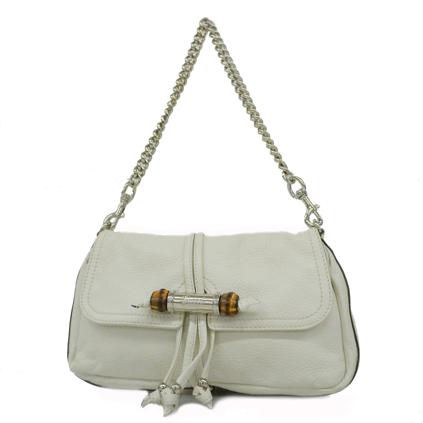 Gucci Bamboo 235320 Women's Leather Shoulder Bag Ivory