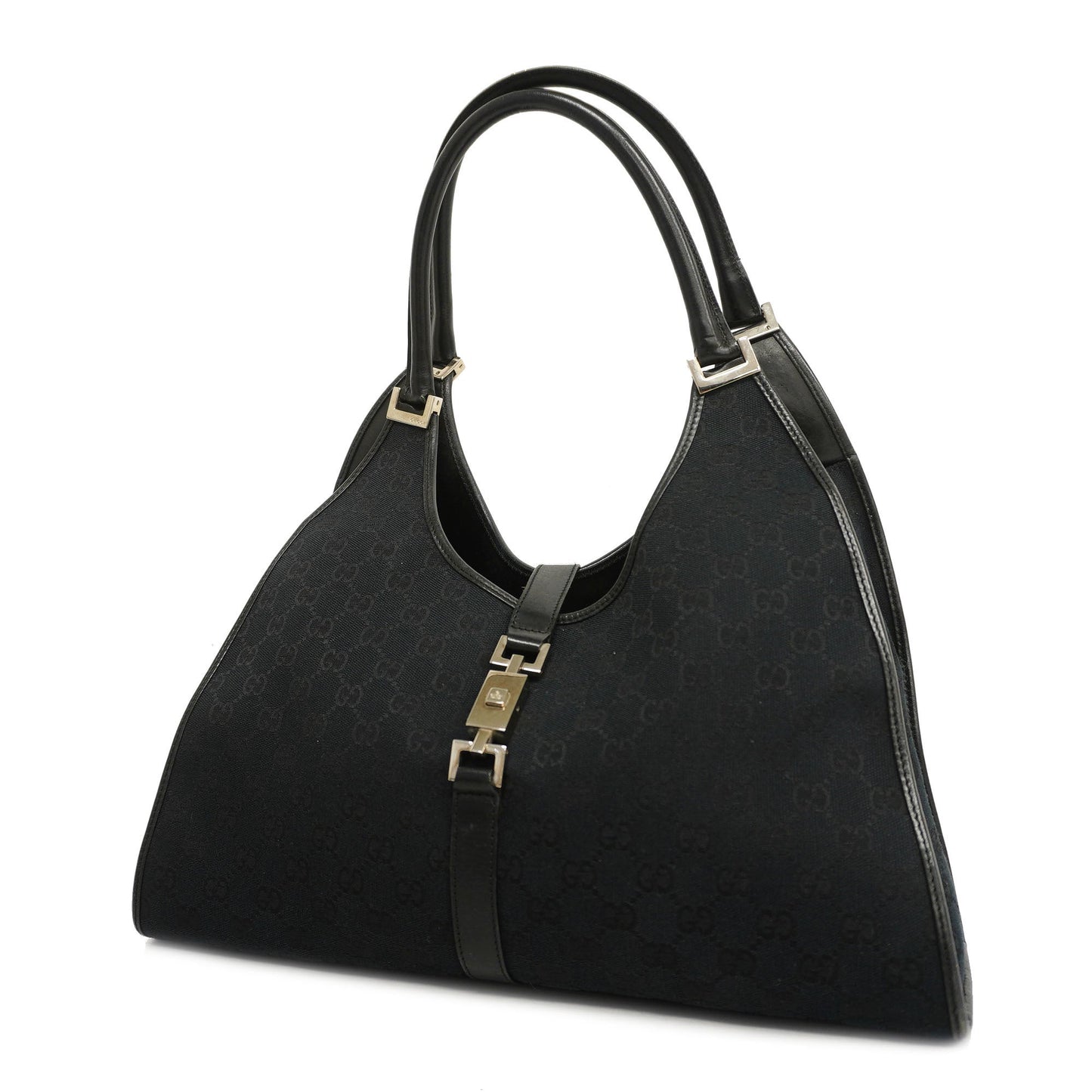GUCCI Jackie 124407 Women's GG Canvas,Leather Handbag Black