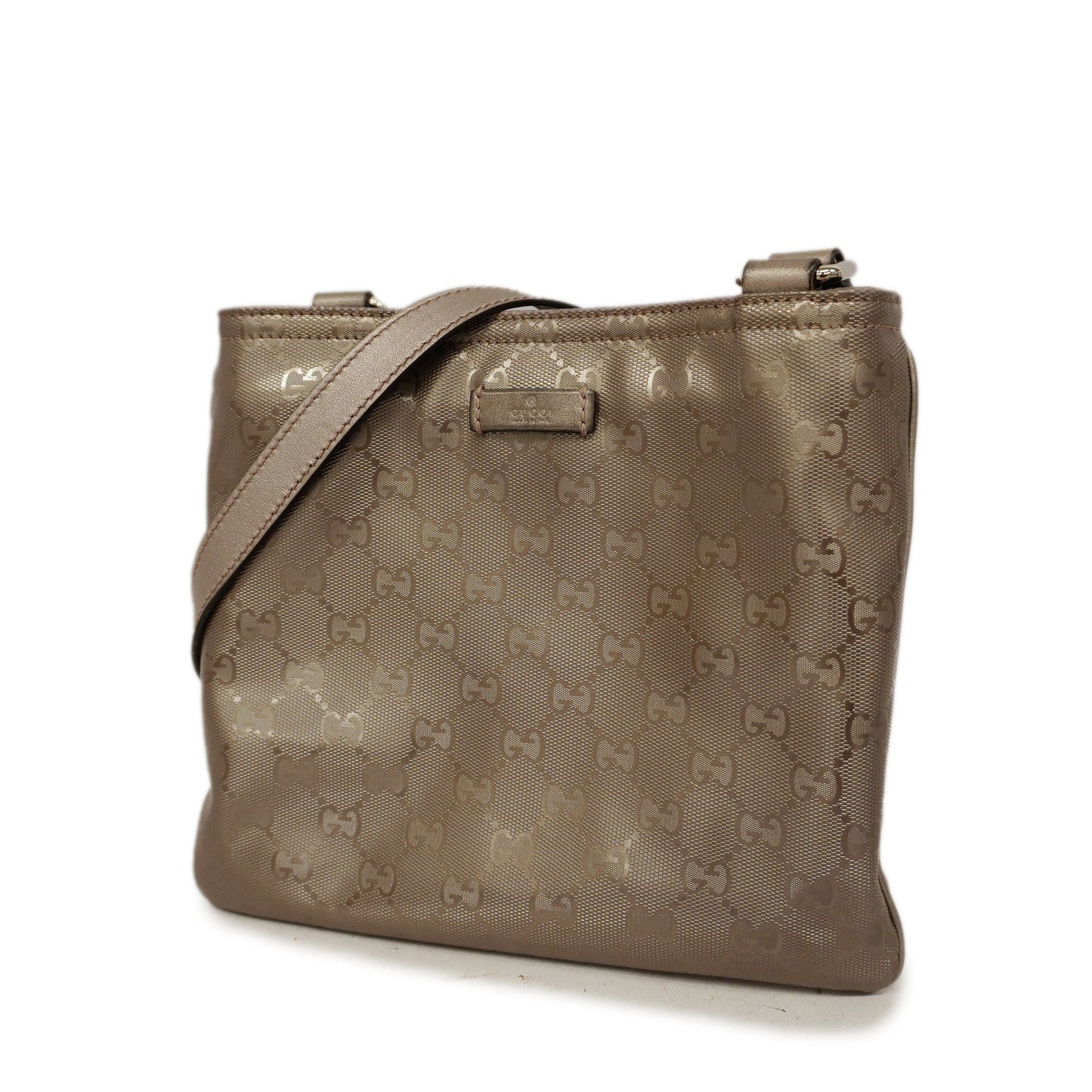 GUCCI GG Imprime 201538 Women's Leather Shoulder Bag Gray