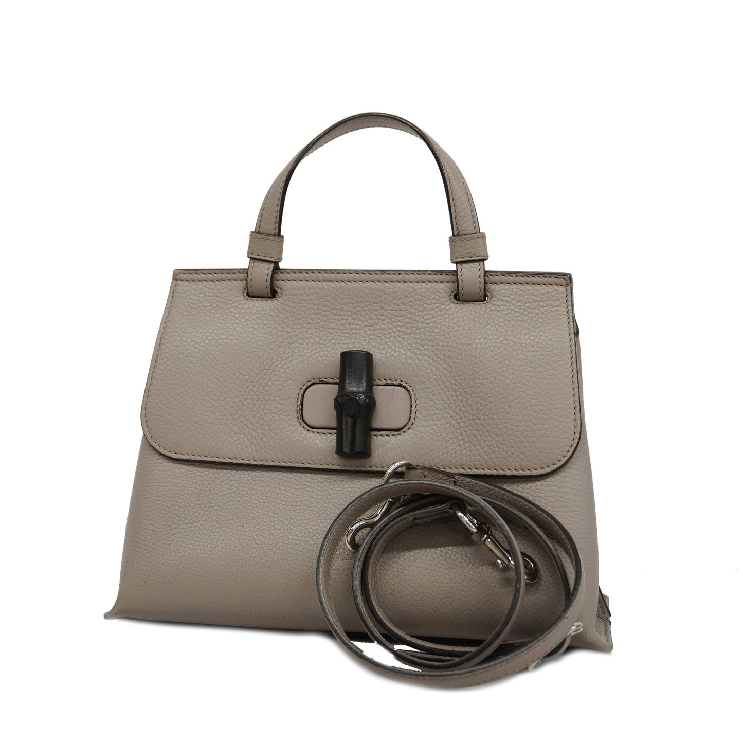 GUCCIAuth Bamboo 2way Bag 370831 Women's Leather Handbag,Shoulder Bag Grayish