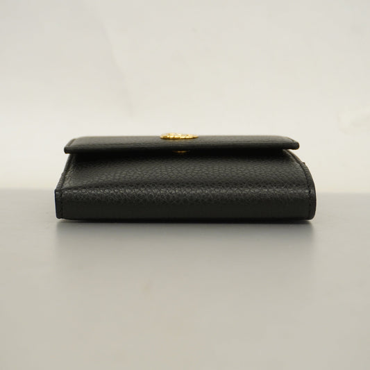 GUCCIAuth GG Marmont Gold Hardware 456122 Women's Leather Wallet Black