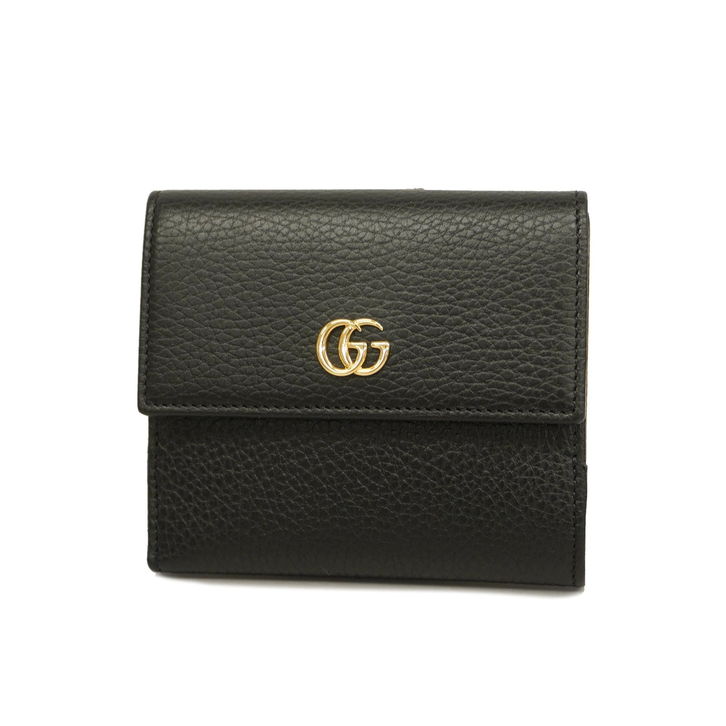 GUCCI GG Marmont Gold Hardware 456122 Women's Leather Wallet Black
