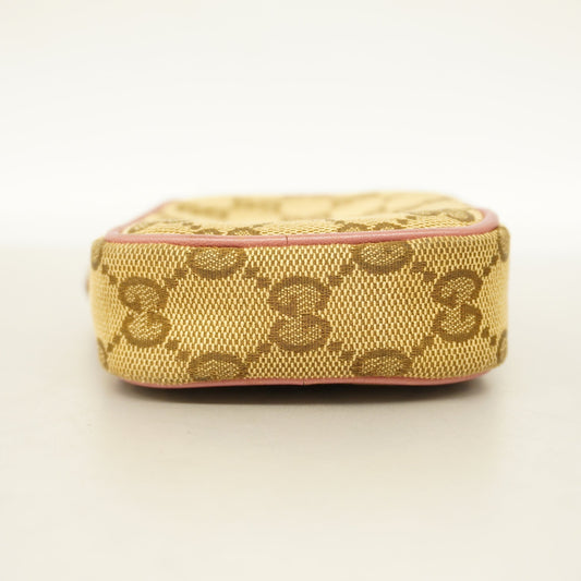 GUCCIAuth Pouch 548393 Women's GG Canvas,Leather Beige,Pink
