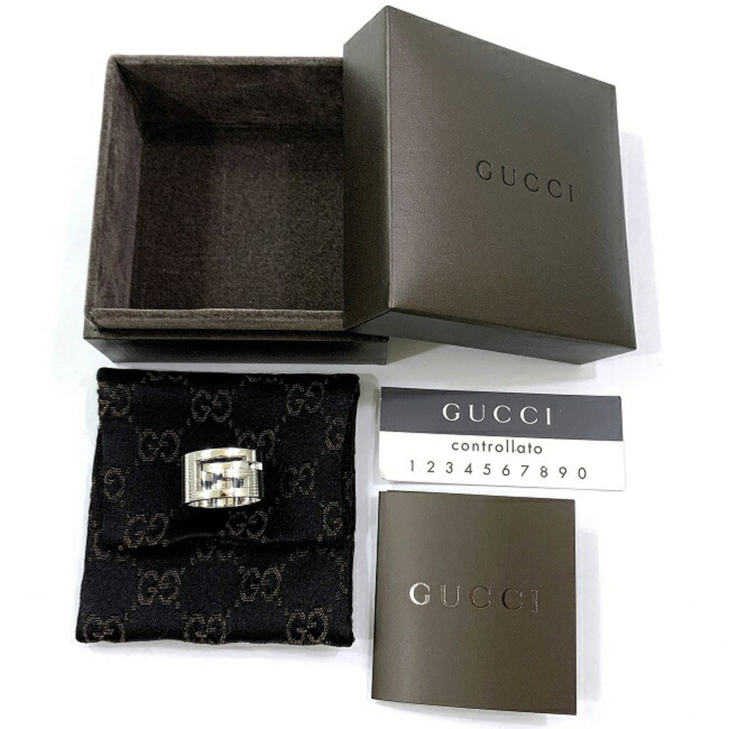 Gucci Ring Silver Branded Regular 032661-09840-8106 925 GUCCI Finished No. 14 # Band Men's Women's Unisex
