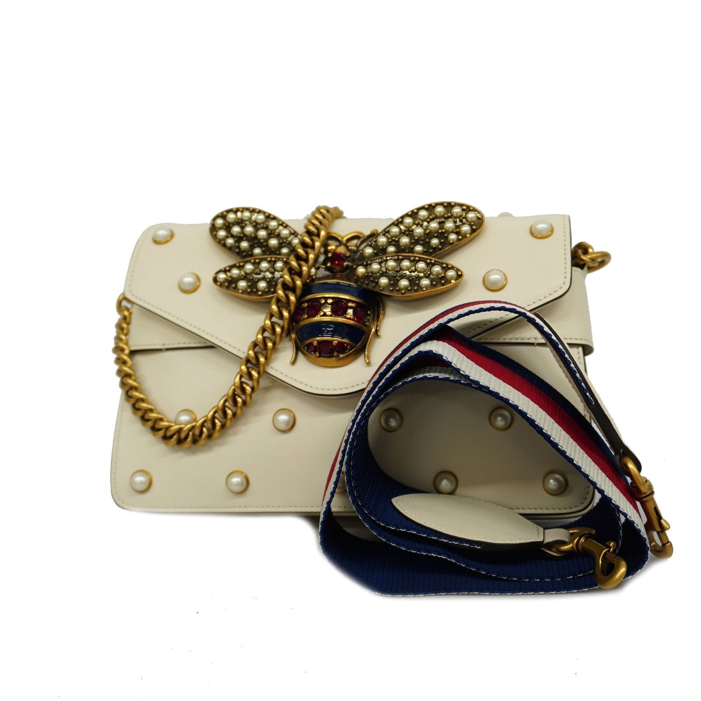 GUCCIAuth Broadway 453778 Women's Undefined,Leather Shoulder Bag Ivory