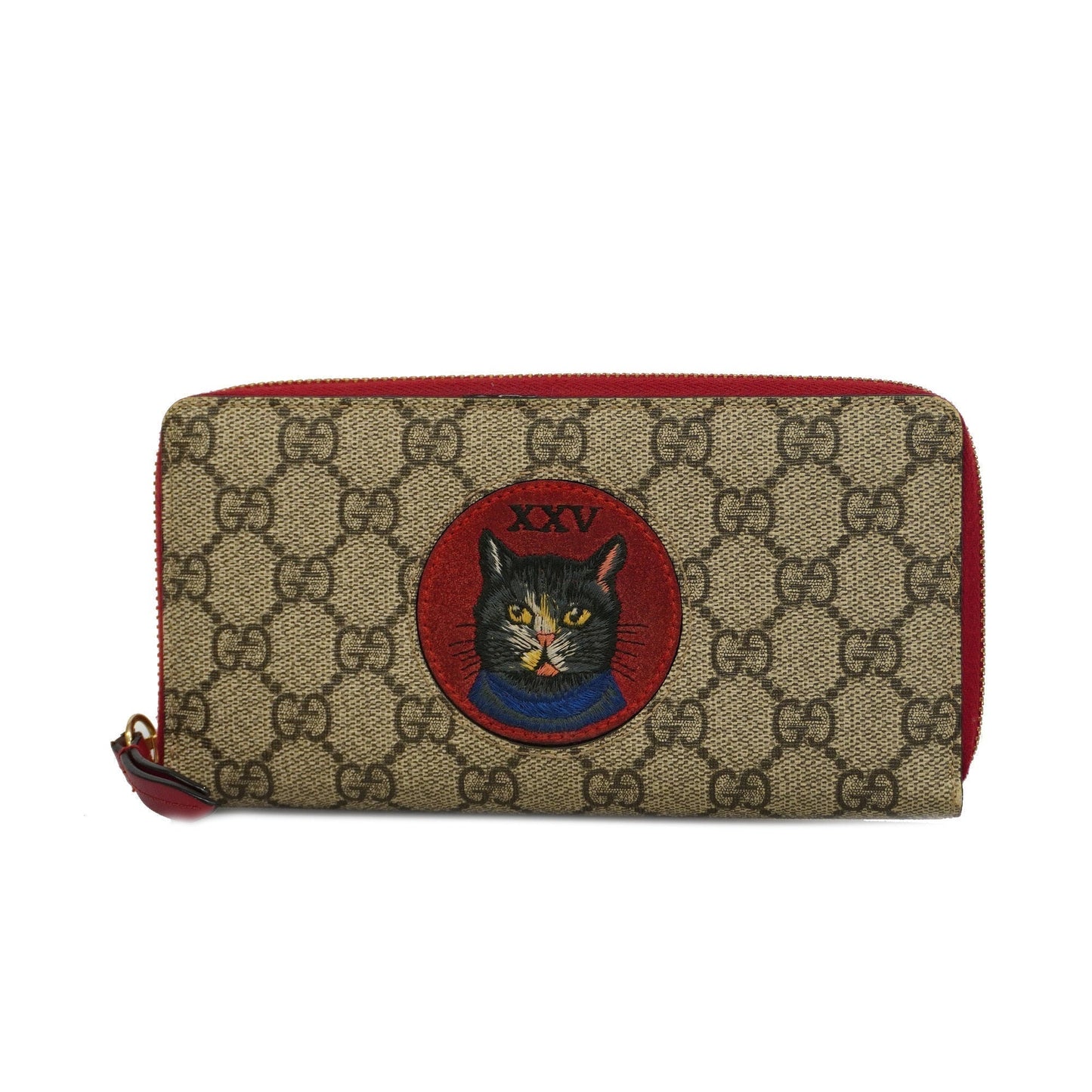 GUCCI Mystic Cat 499382 Gold Hardware Women's GG Supreme,Leather Wallet