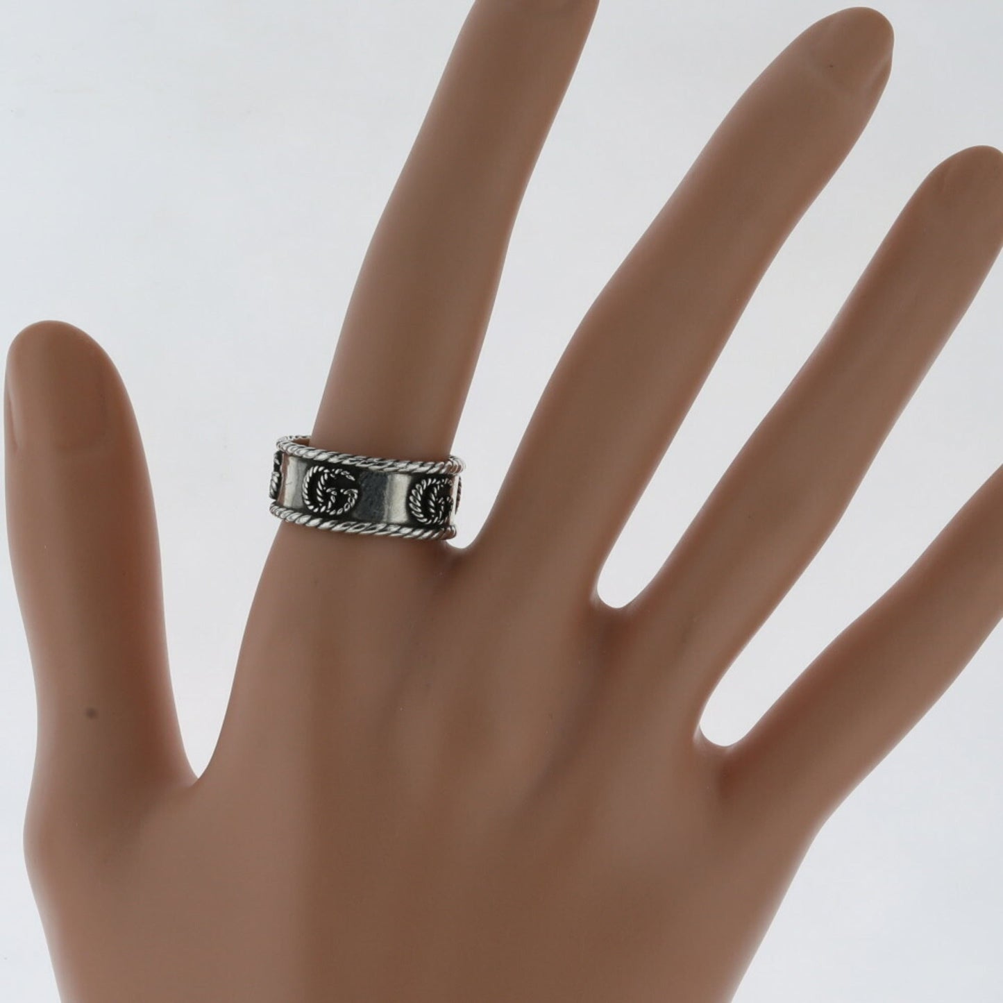Gucci Ring Double G Width about 9mm 627729 J8400 0701 Silver 925 No. 17 Men's GUCCI