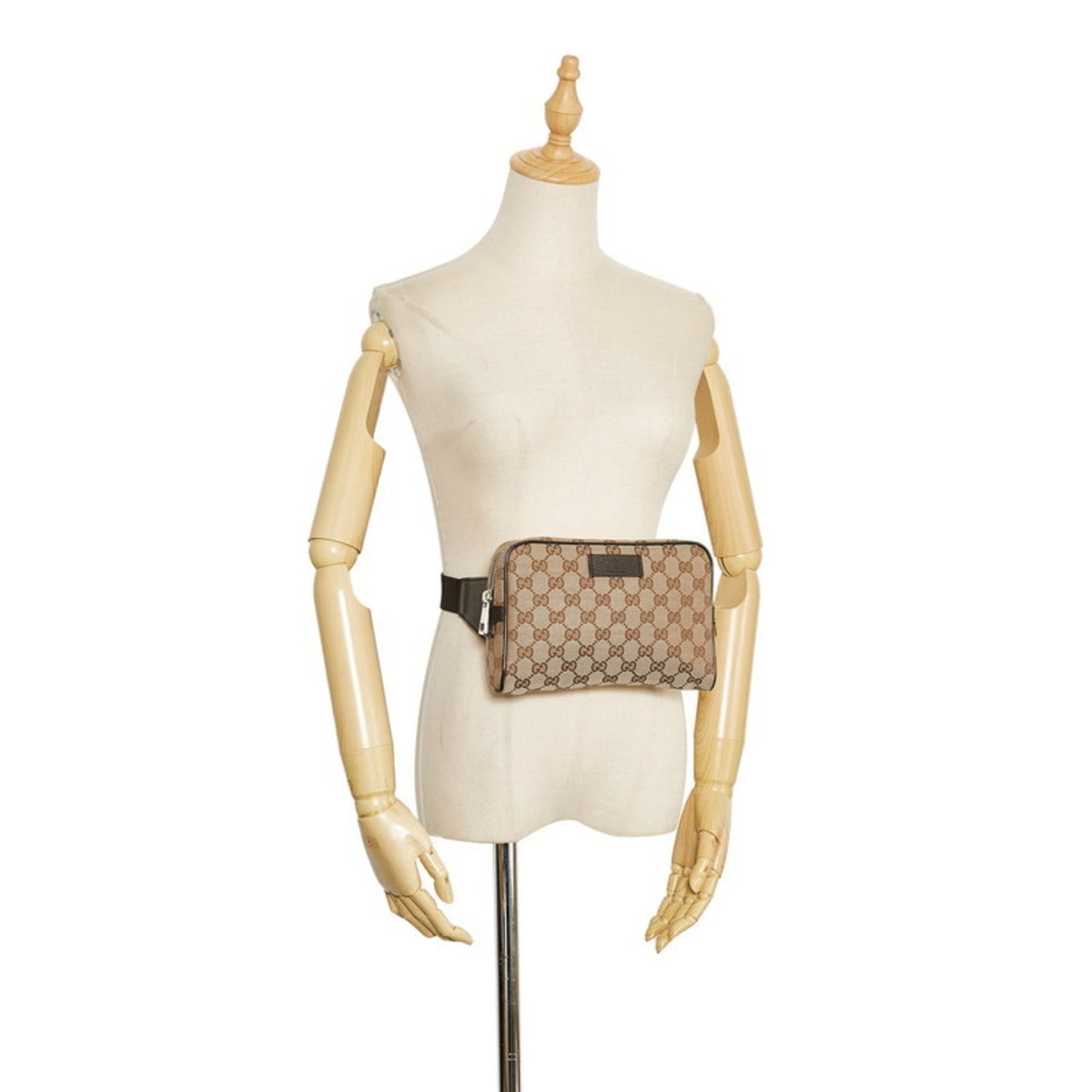 Gucci GG Canvas Waist Bag Body 449174 Beige Brown Leather Unisex GUCCI