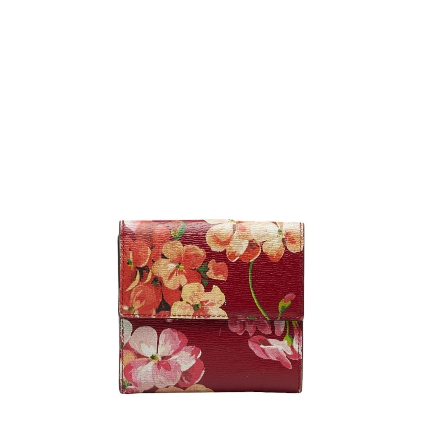 GUCCI Blooms French Flap W Bifold Wallet 410104 Red Multicolor Leather Women's