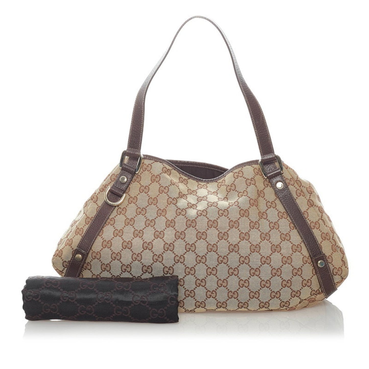 Gucci GG Canvas Handbag 130736 Beige Leather Ladies GUCCI