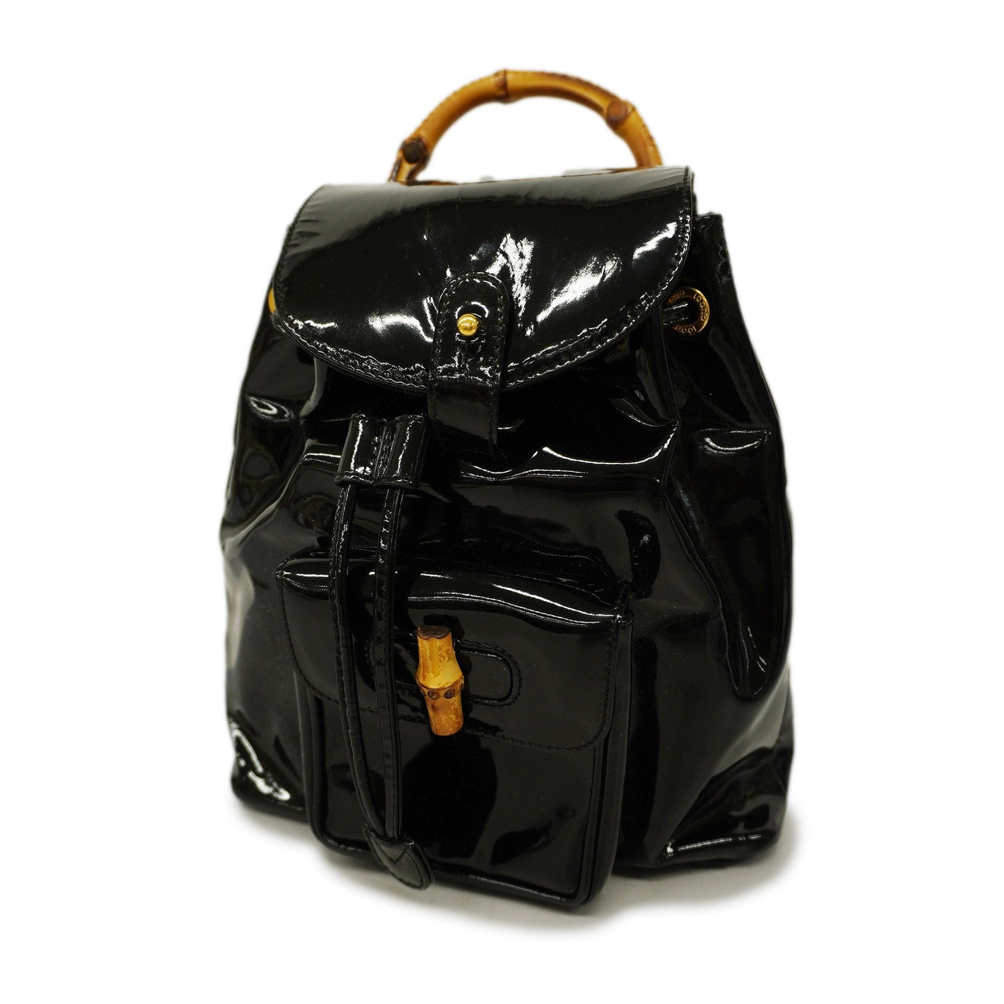 GUCCI Bamboo Rucksack Enamel 003 2058 0030 Women's Backpack Black