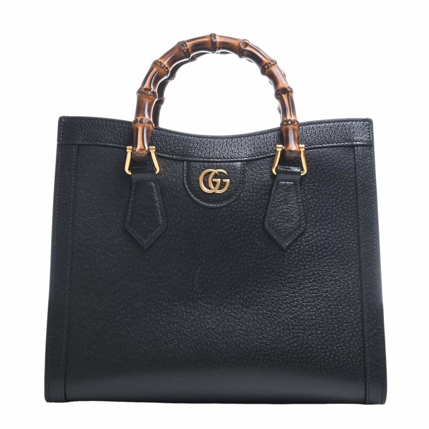 GUCCI Bamboo Leather Diana Double G 2WAY Handbag 702721 Black Ladies
