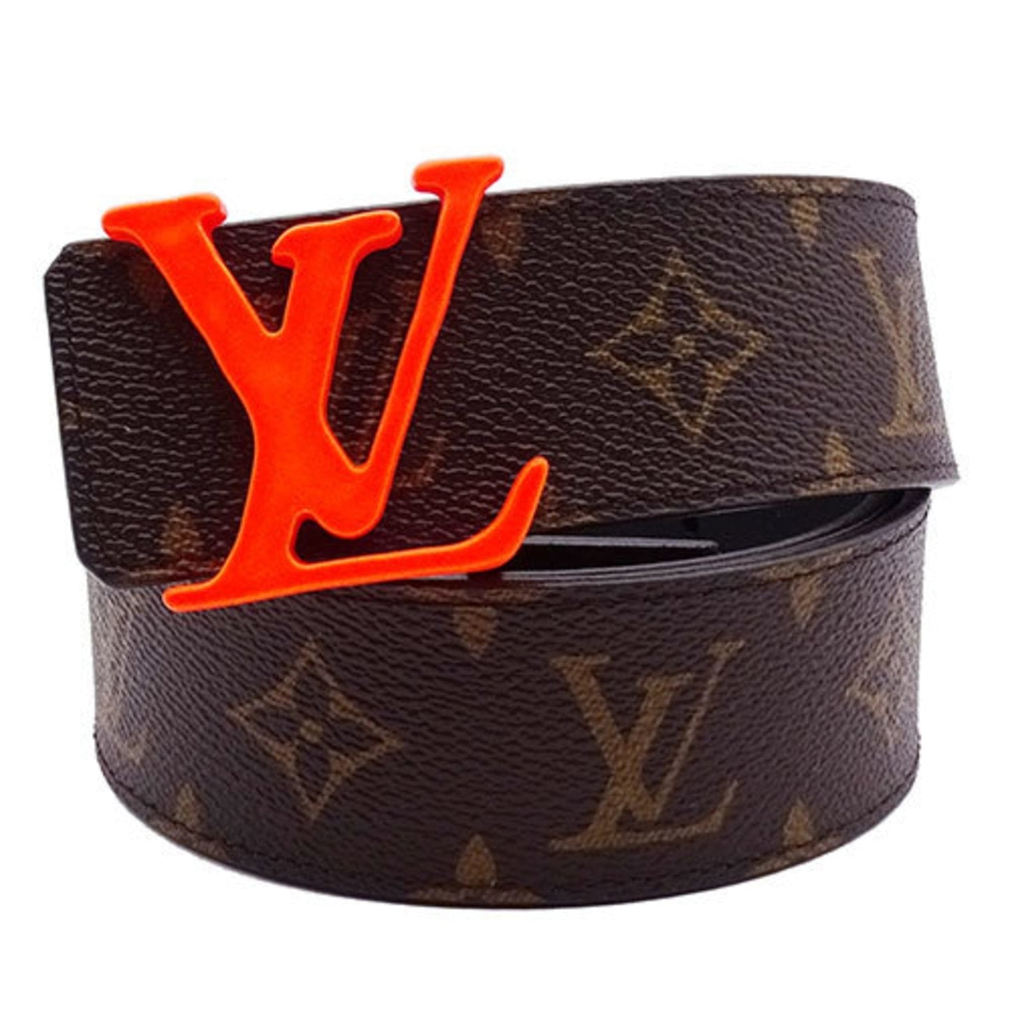 LOUIS VUITTON Belt Monogram Men's Sun Tulle LV Shape Orange MP216