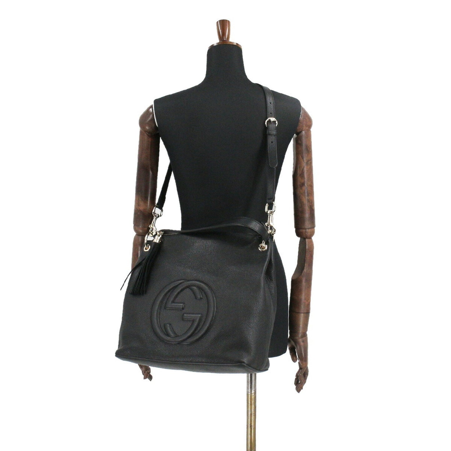Gucci Soho 2way Shoulder Bag Leather Black 536194 Gold Hardware SOHO