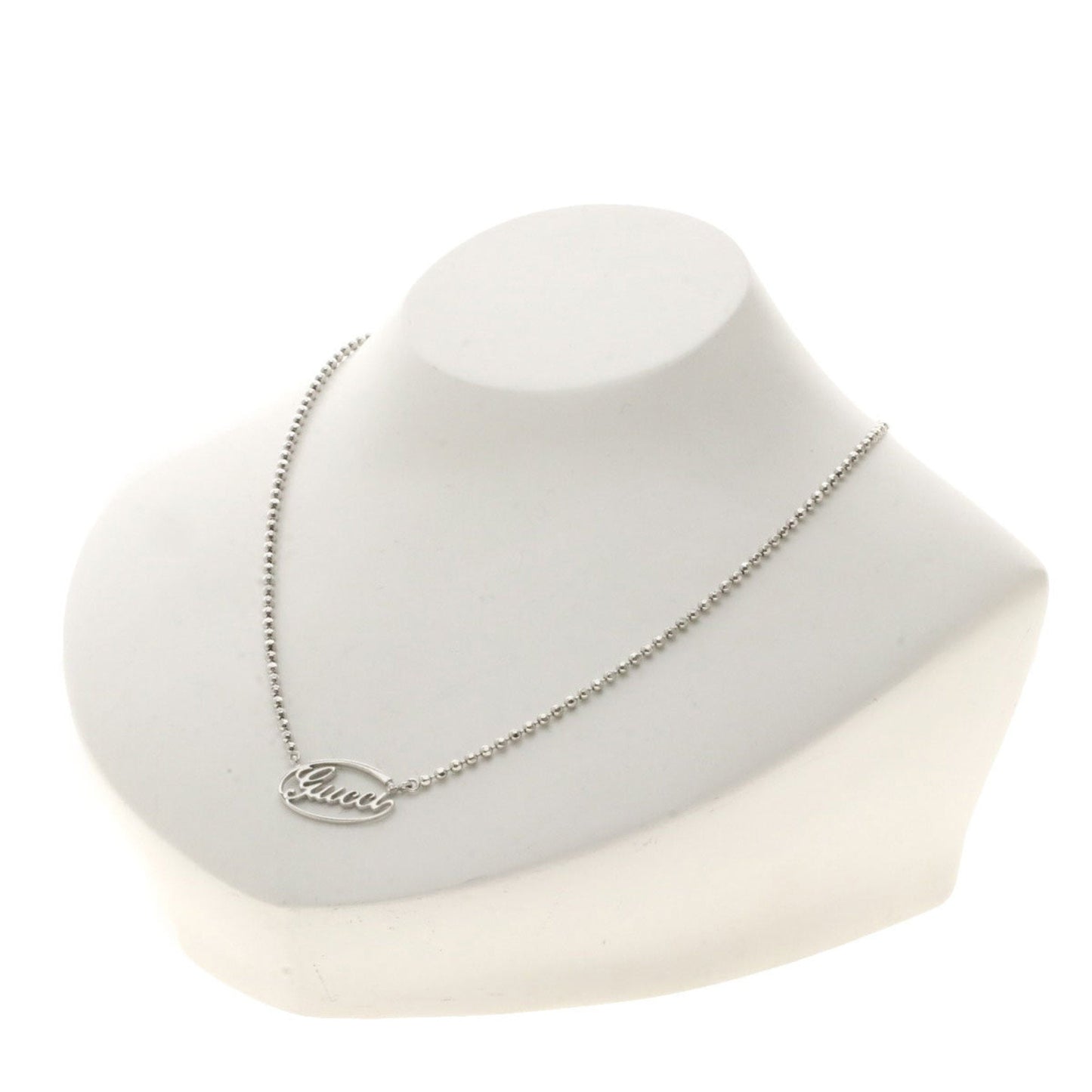 Gucci Logo Necklace K18 White Gold Unisex