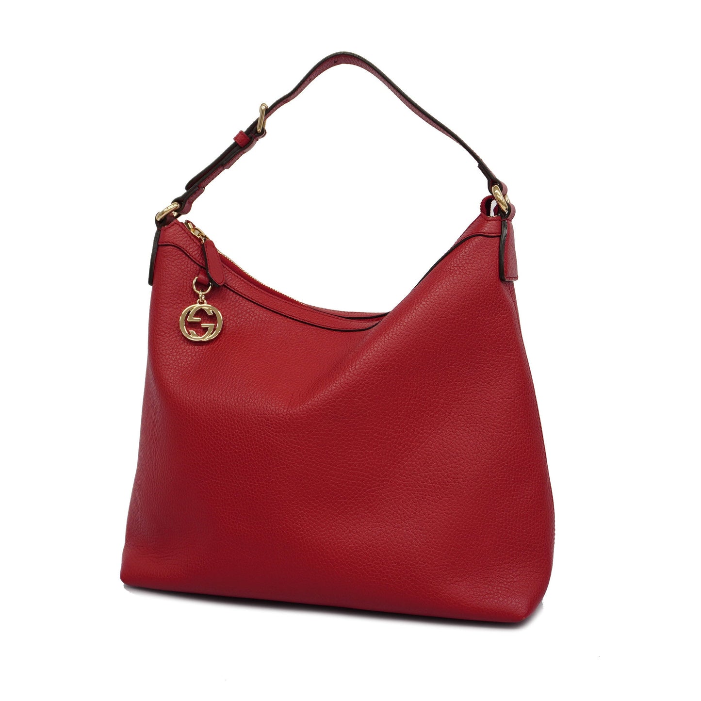 GUCCIAuth Interlocking G 510302 Women's Leather Shoulder Bag Red Color