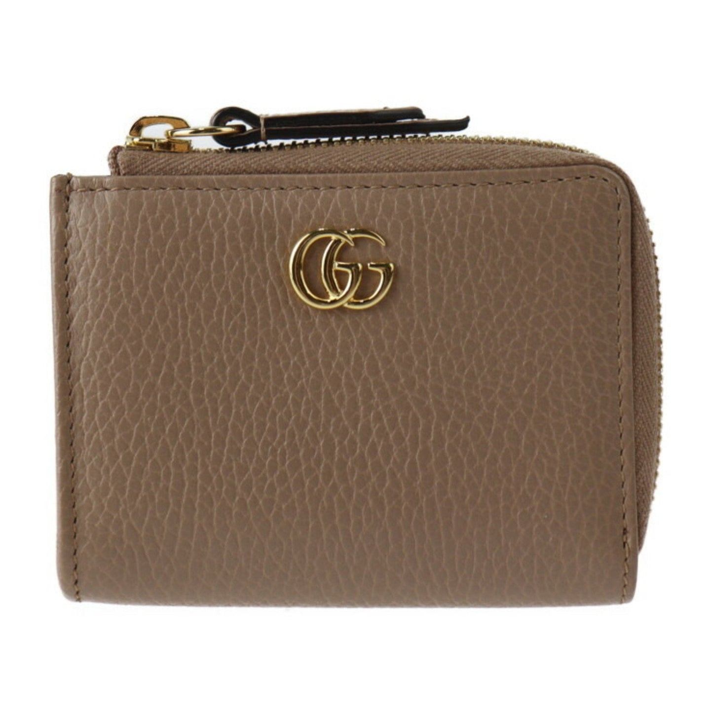 GUCCI GG Marmont Coin Case 644406 Leather Beige Gold Metal Fittings Purse L-shaped Zipper Japan Limited