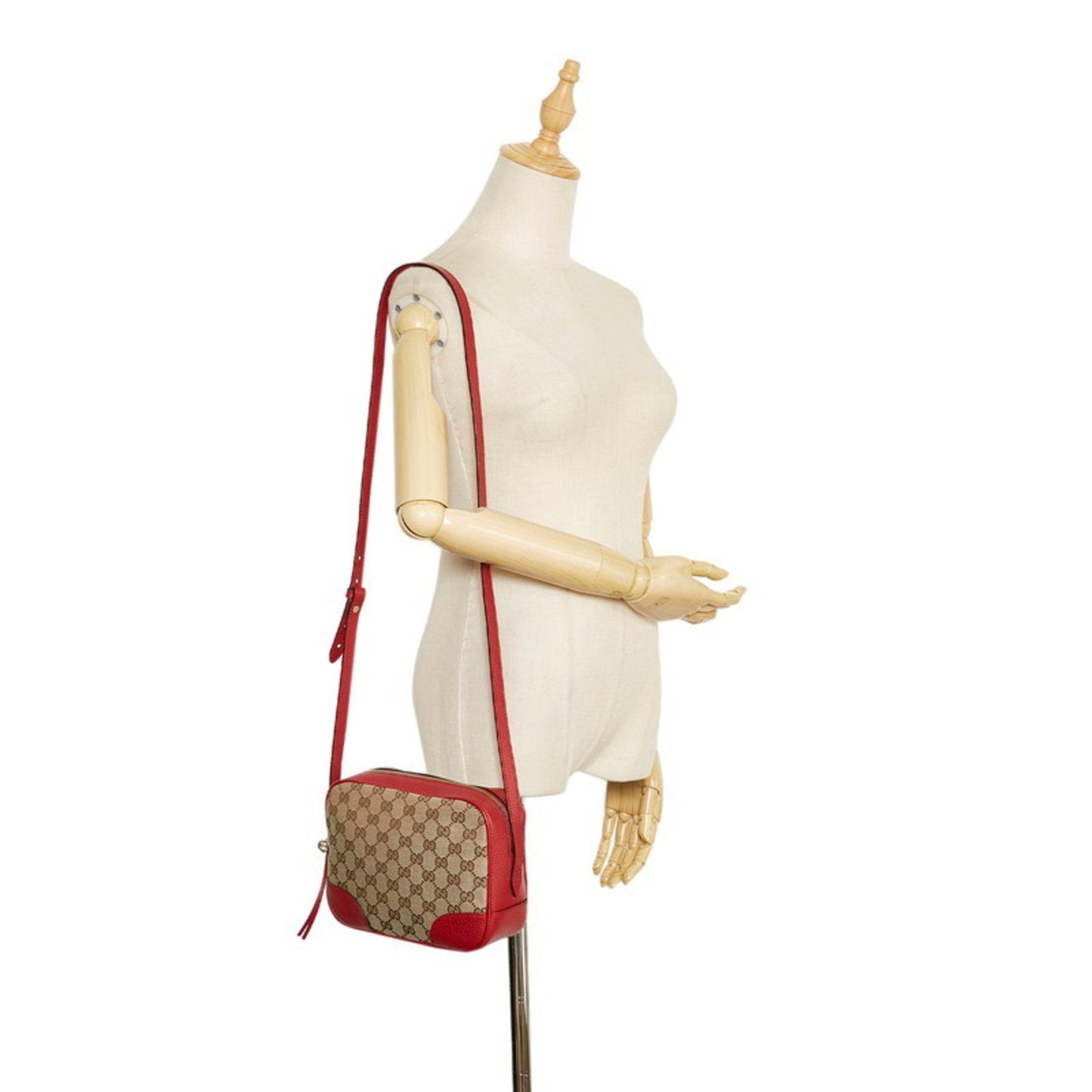 Gucci GG Canvas Shoulder Bag 449413 Brown Red Leather Ladies Gucci