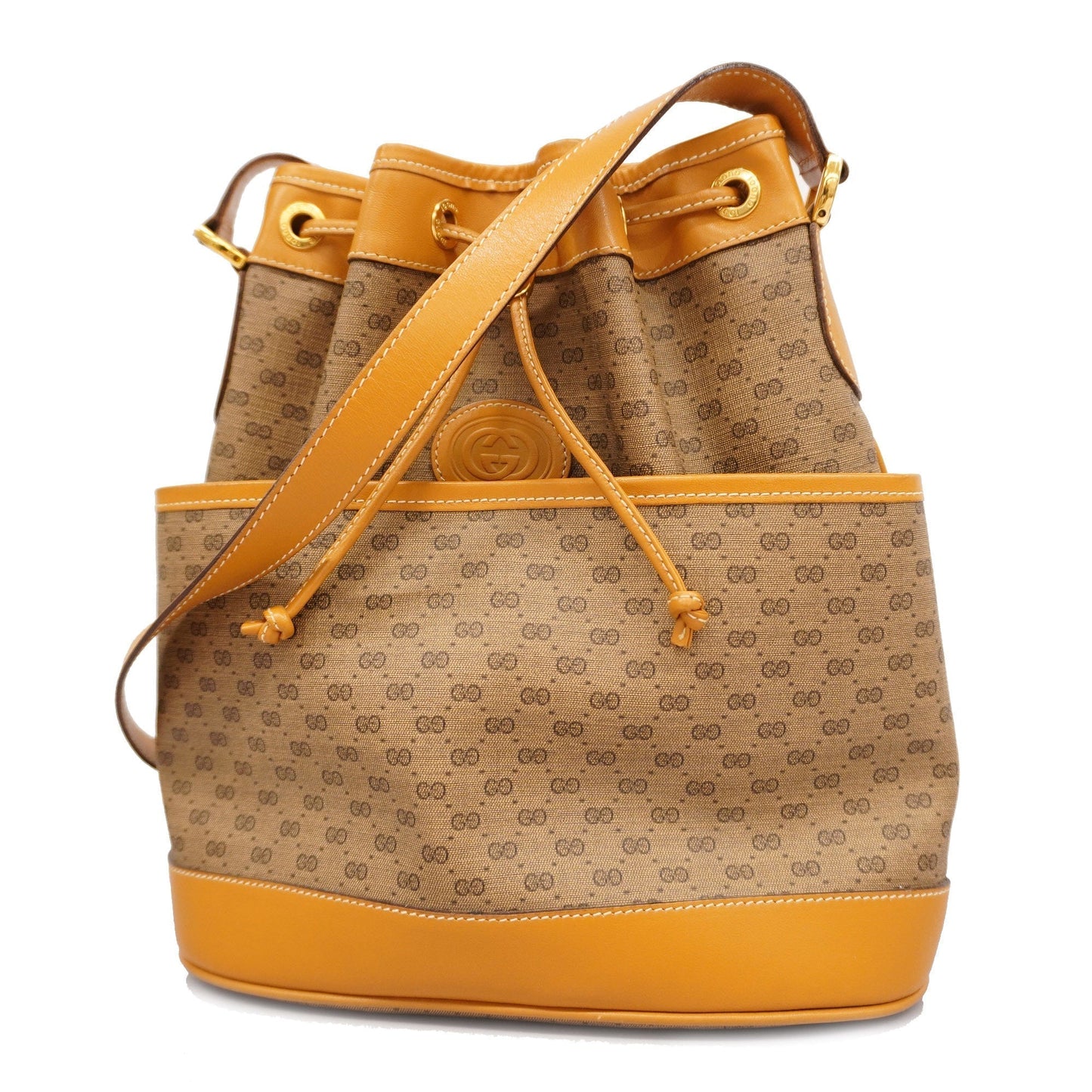 GUCCI Micro GG 001 165 0937 Women's PVC,Leather Shoulder Bag Beige